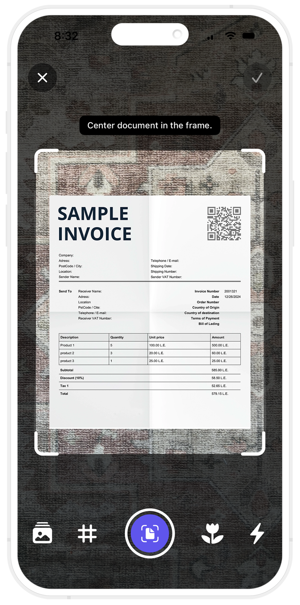iHatePaper iPhone app scanning a paper document